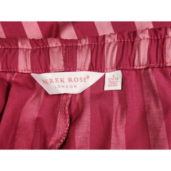 DEREK ROSE London PYJAMA Set Womens Size LARGE PINK Striped Cotton NWT MSRP $345 - Picture 7 of 9